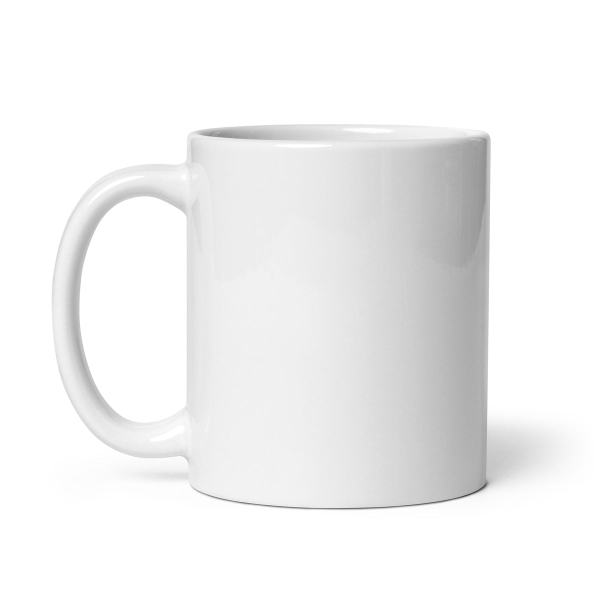 white glossy ceramic mug      